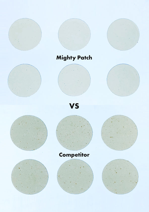 mighty patch on top and other brand patches on the bottom