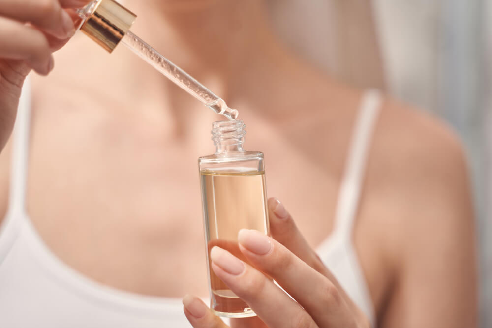 Chemical exfoliant in dropper bottle