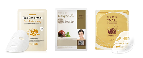 Three different snail mucin face masks